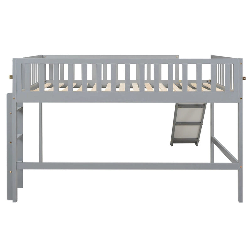 Letto rialzato basso matrimoniale con scala e scivolo rimovibile