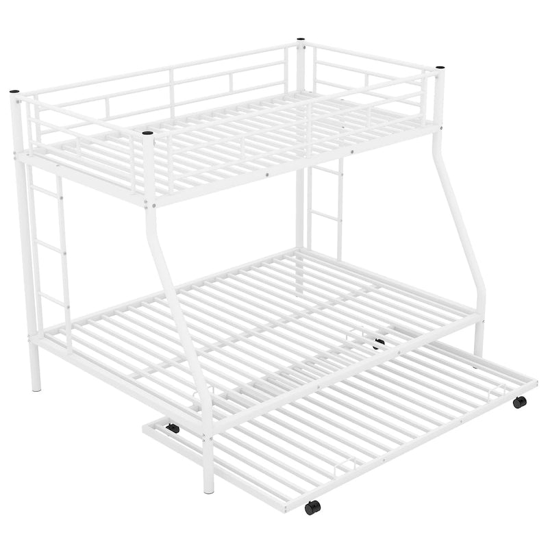 Twin over Full Bed Bunk with Sturdy Steel Frame with Trundle
