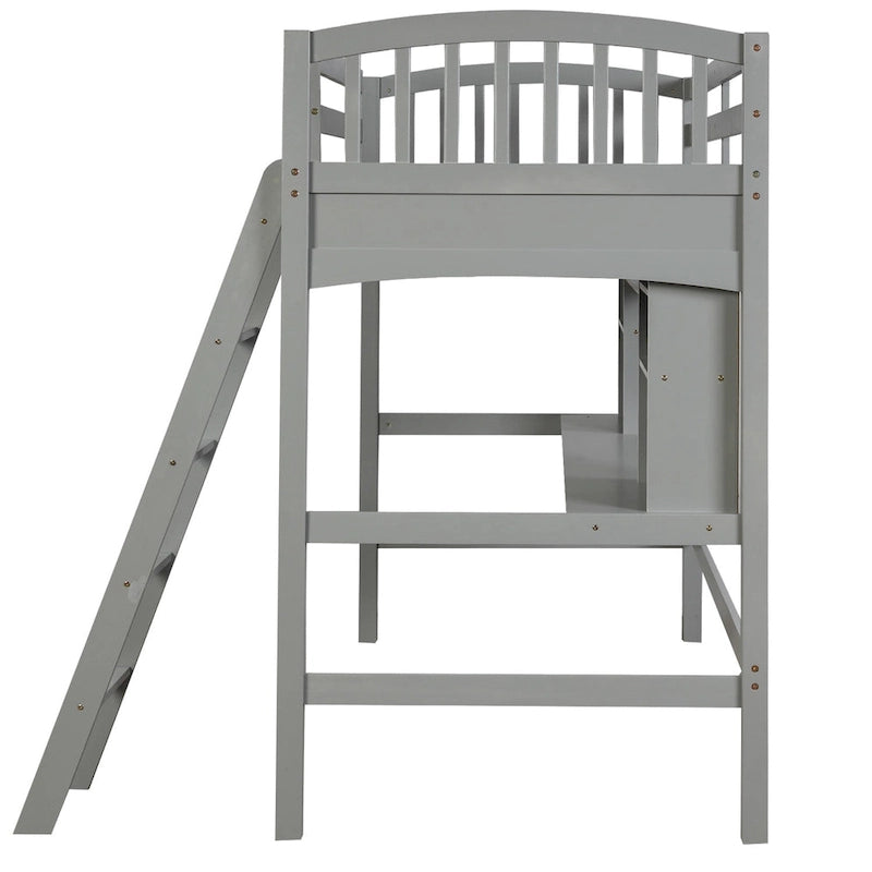 Hochbett für zwei Personen mit Ablageregalen