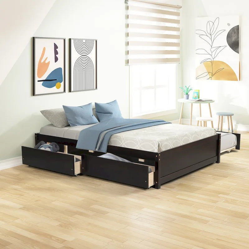FULL Bed with Twin TRUNDLE and TWO DRAWERS