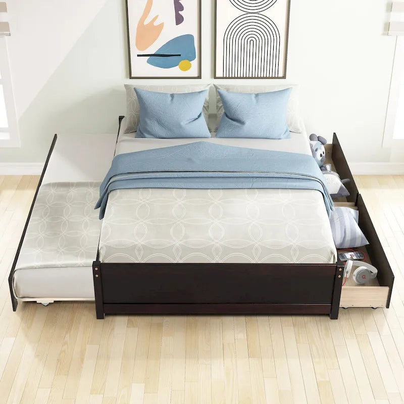 FULL Bed with Twin TRUNDLE and TWO DRAWERS