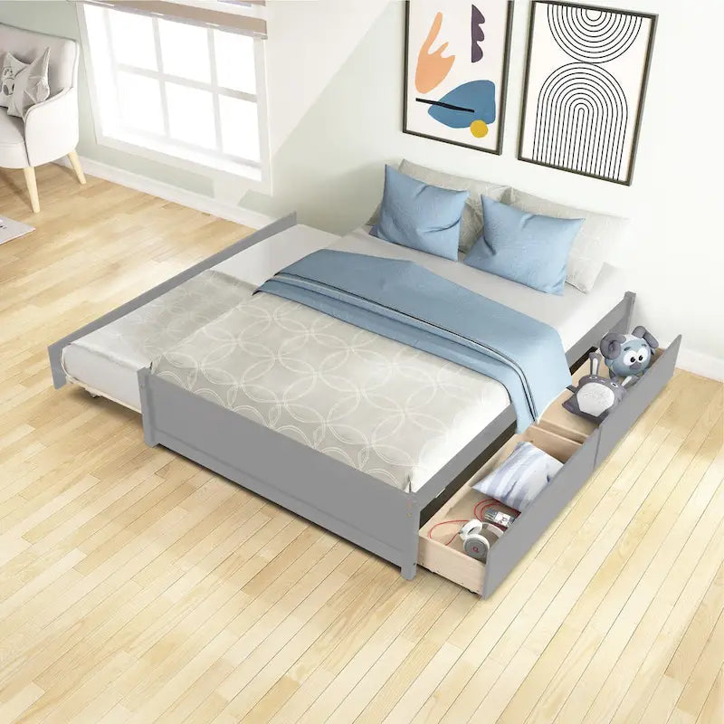 FULL Bed with Twin TRUNDLE and TWO DRAWERS