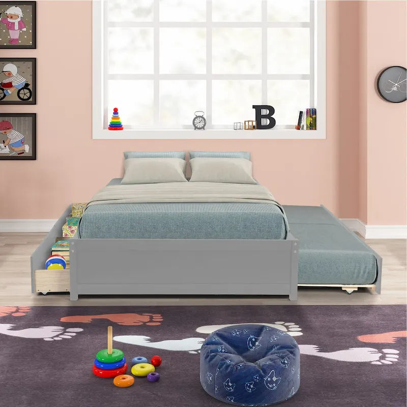 FULL Bed with Twin TRUNDLE and TWO DRAWERS