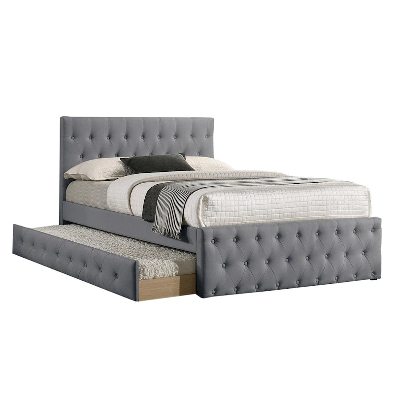 Fabric Fully Upholstered Full Bed with Trundle