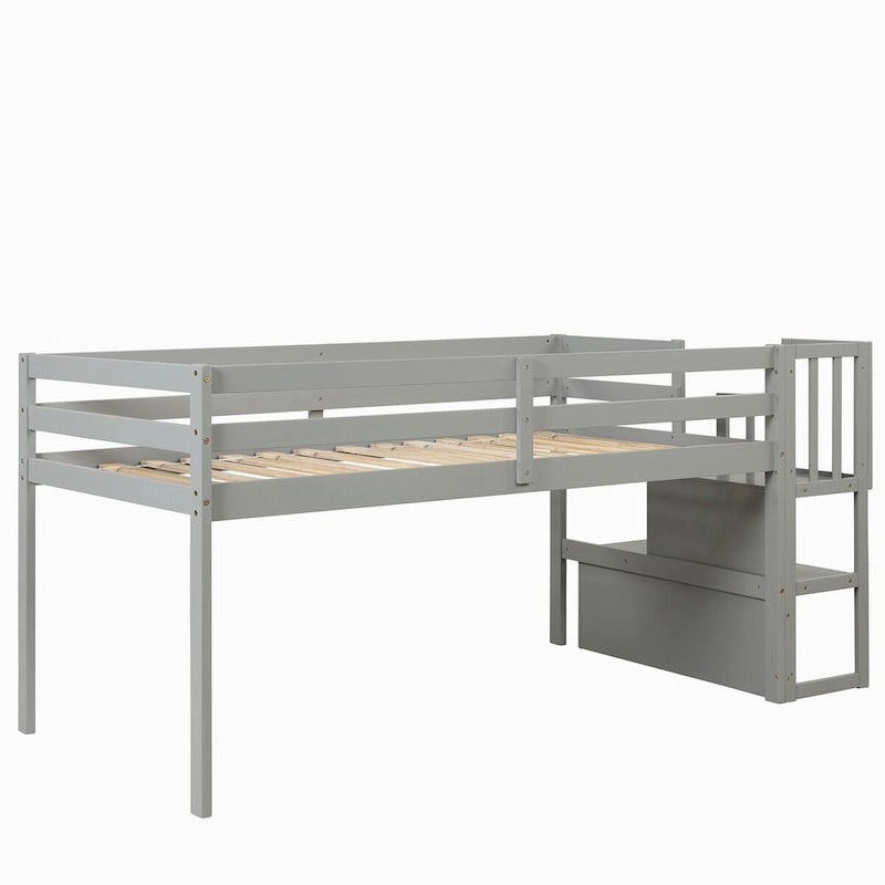 Twin Size Loft bed with staircase and Storage step