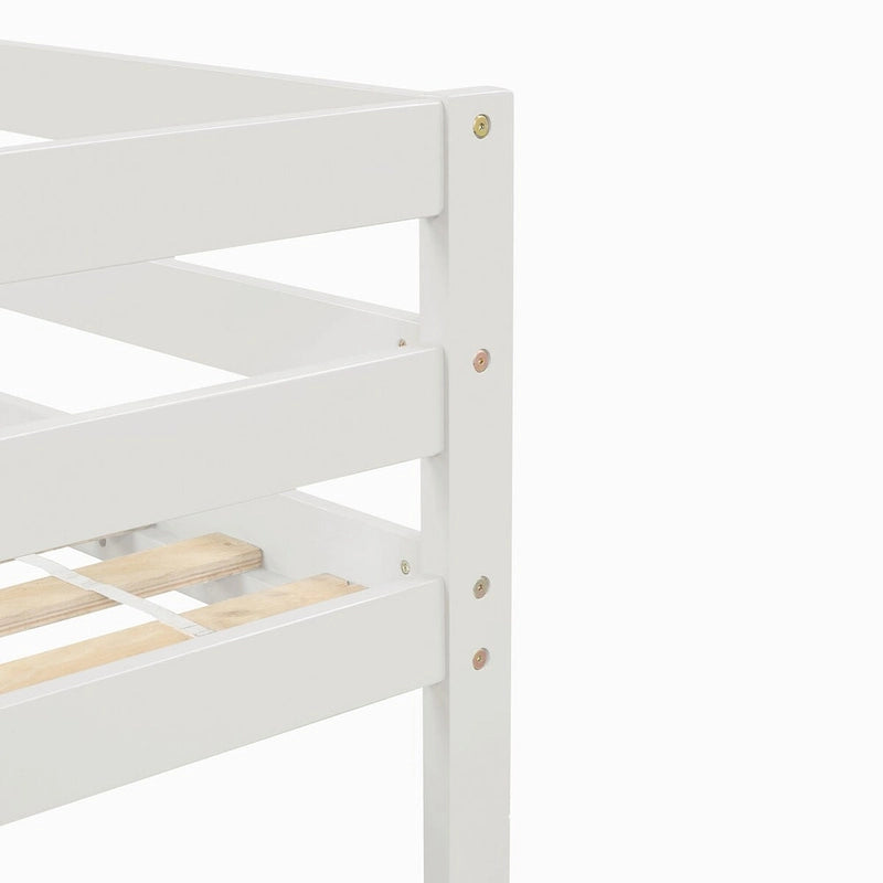 Hochbett für zwei Personen mit Treppe und Stauraumstufen