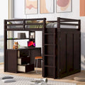 Full Loft Bed with Drawers, Desk, Wardrobe, and Guardrails