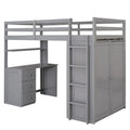 Multi-Functional Twin/Full Loft Bed with Drawers, Desk, and Wardrobe