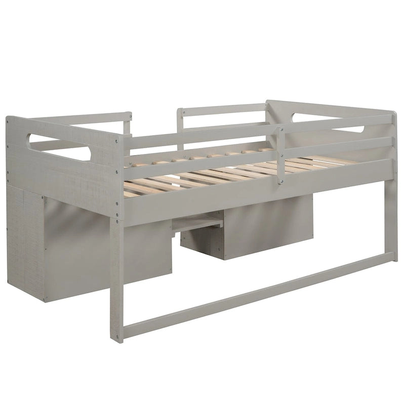 Letto a soppalco con 2 mensole e 2 cassetti