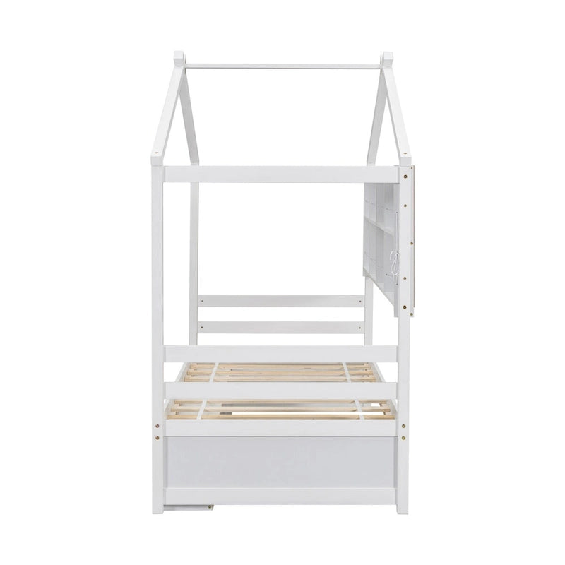Twin House Bed with Roof Frame