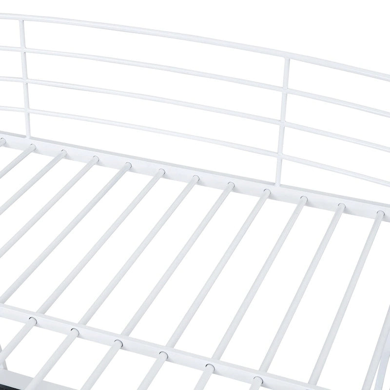 Hochbett für zwei Personen mit 4 Regalböden und L-förmigem Schreibtisch, mit Steckdosen, USB-Anschlüssen und kabellosem Laden