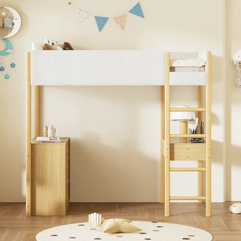 Twin Size Teddy Fleece Loft Bed