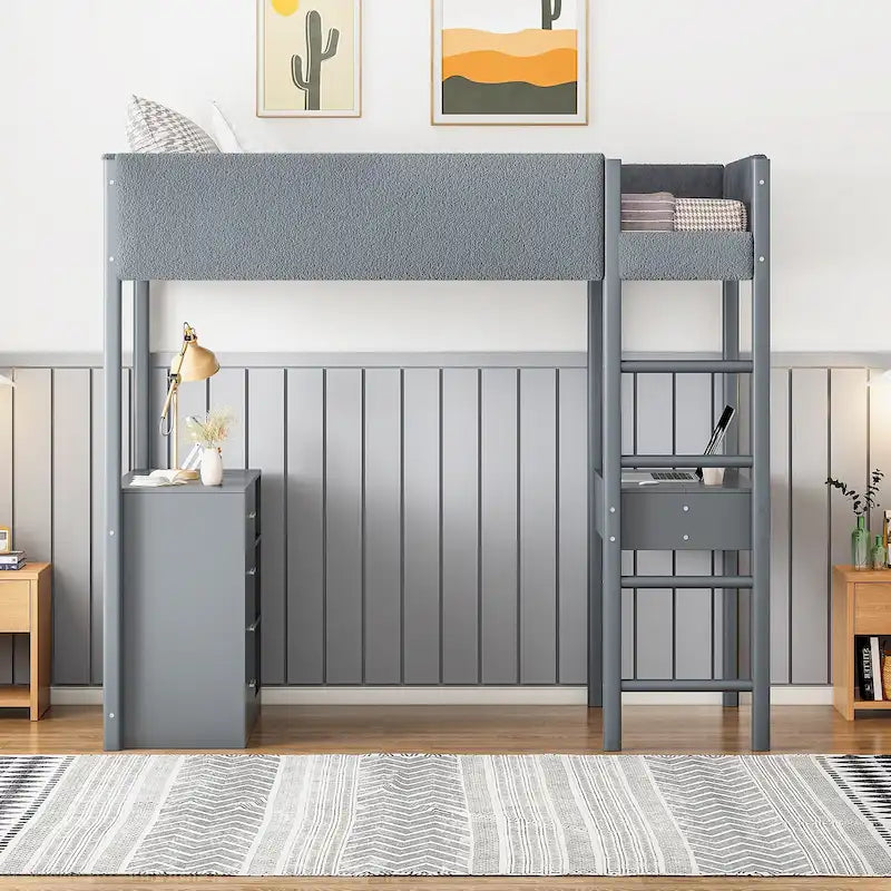 Twin Size Teddy Fleece Loft Bed