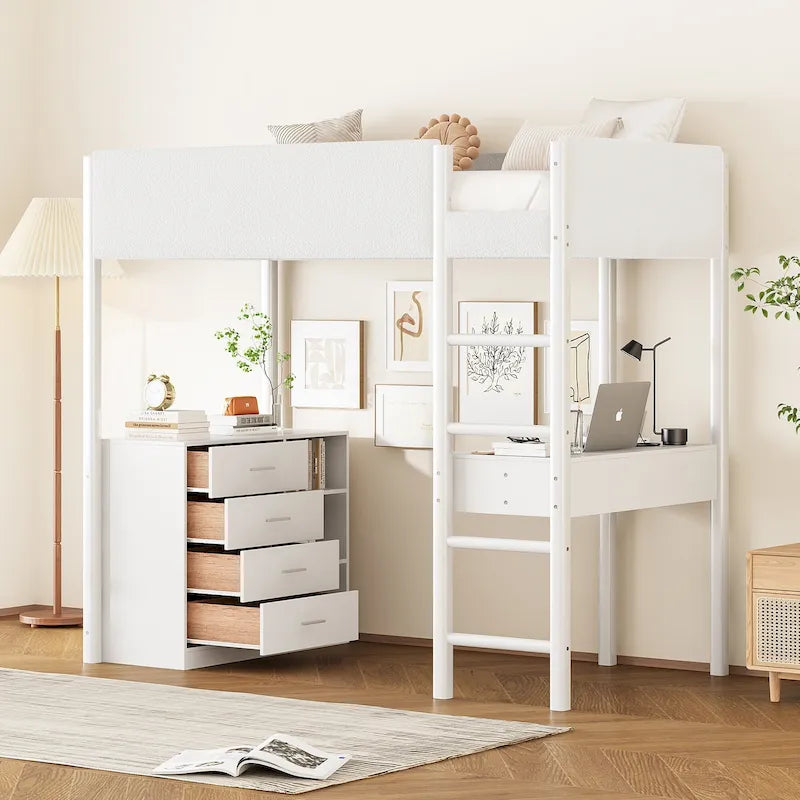 Twin Size Teddy Fleece Loft Bed