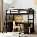 Twin Loft Bed with Drawers, Cabinet, Shelves, and Desk